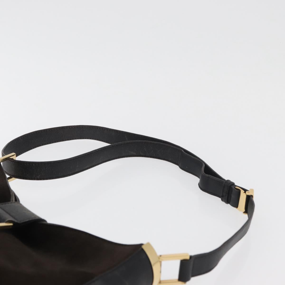 GUCCI Shoulder Bag Suede Brown Gold 001 4051 Auth 180216