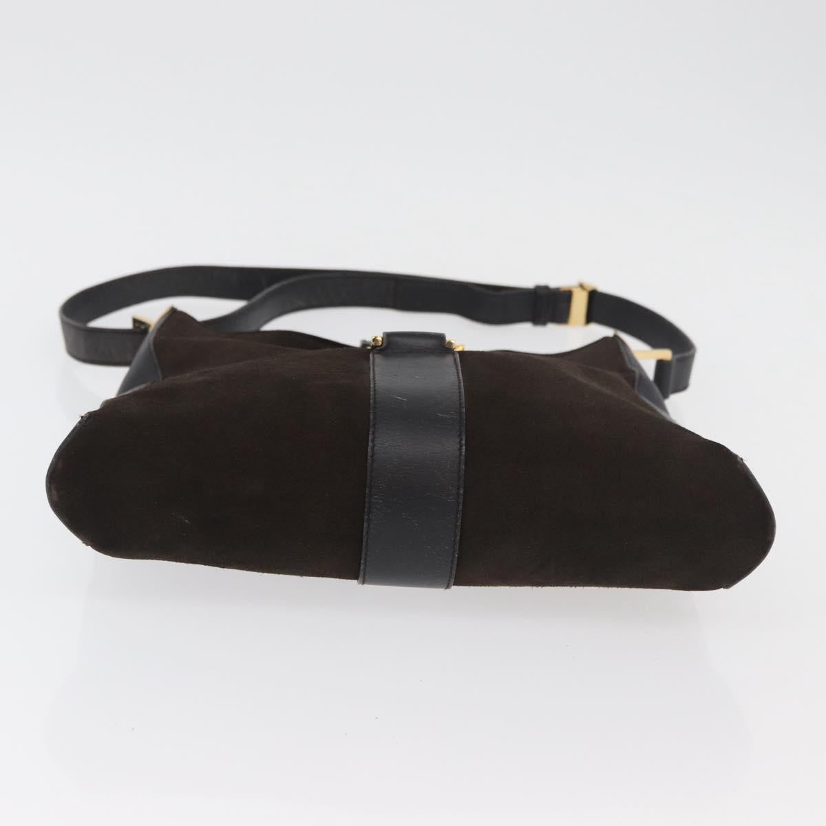 GUCCI Shoulder Bag Suede Brown Gold 001 4051 Auth 180216