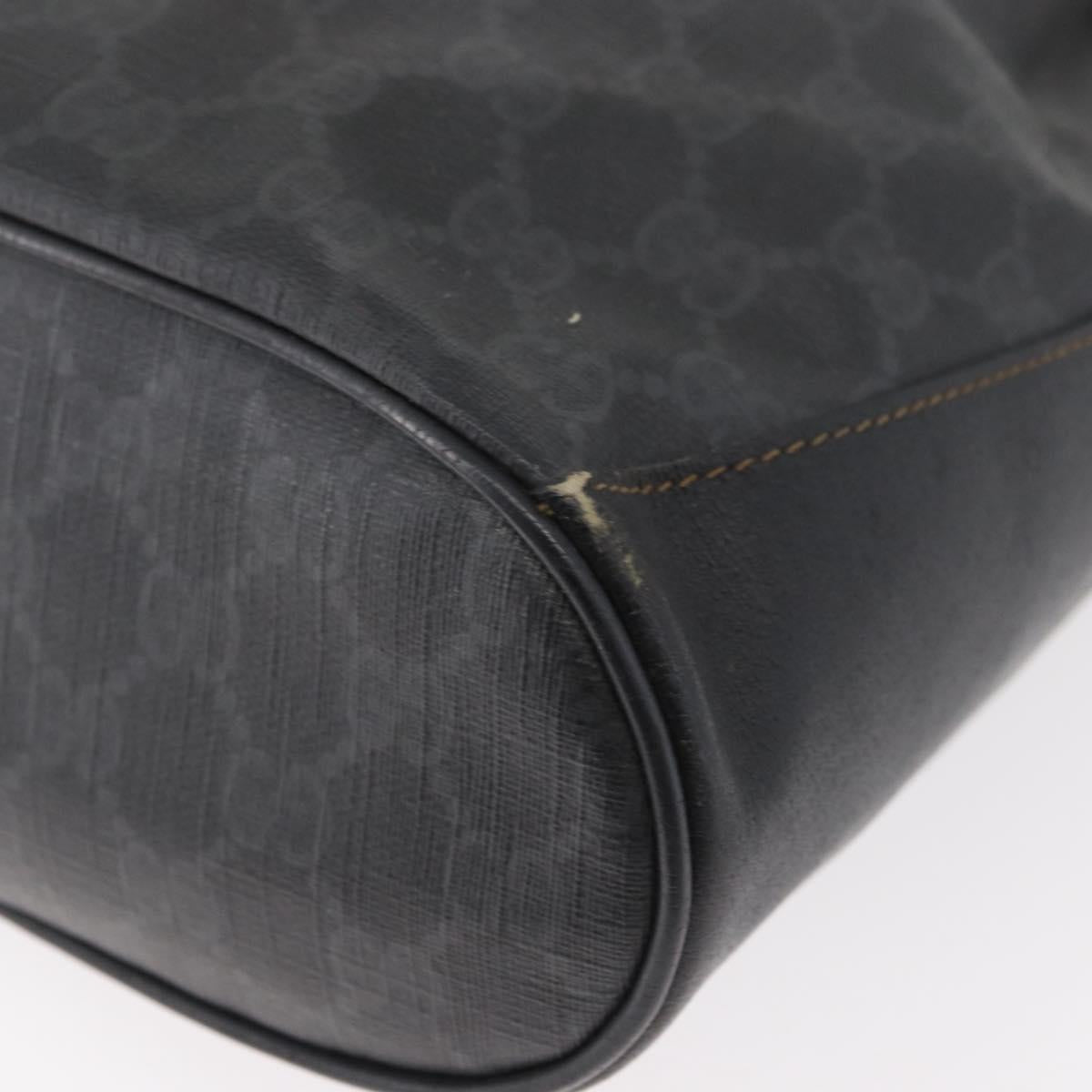 GUCCI GG Supreme Drawstring Web Sherry Line Bag PVC Black 41 02 034 Auth 180217