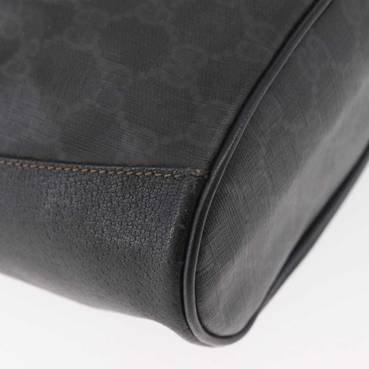 GUCCI GG Supreme Drawstring Web Sherry Line Bag PVC Black 41 02 034 Auth 180217