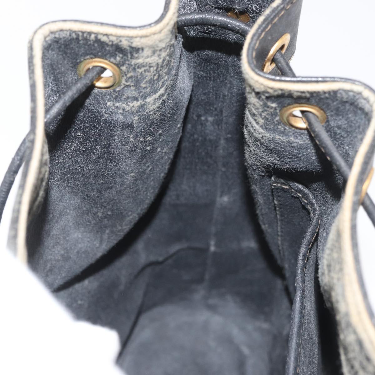 GUCCI GG Supreme Drawstring Web Sherry Line Bag PVC Black 41 02 034 Auth 180217