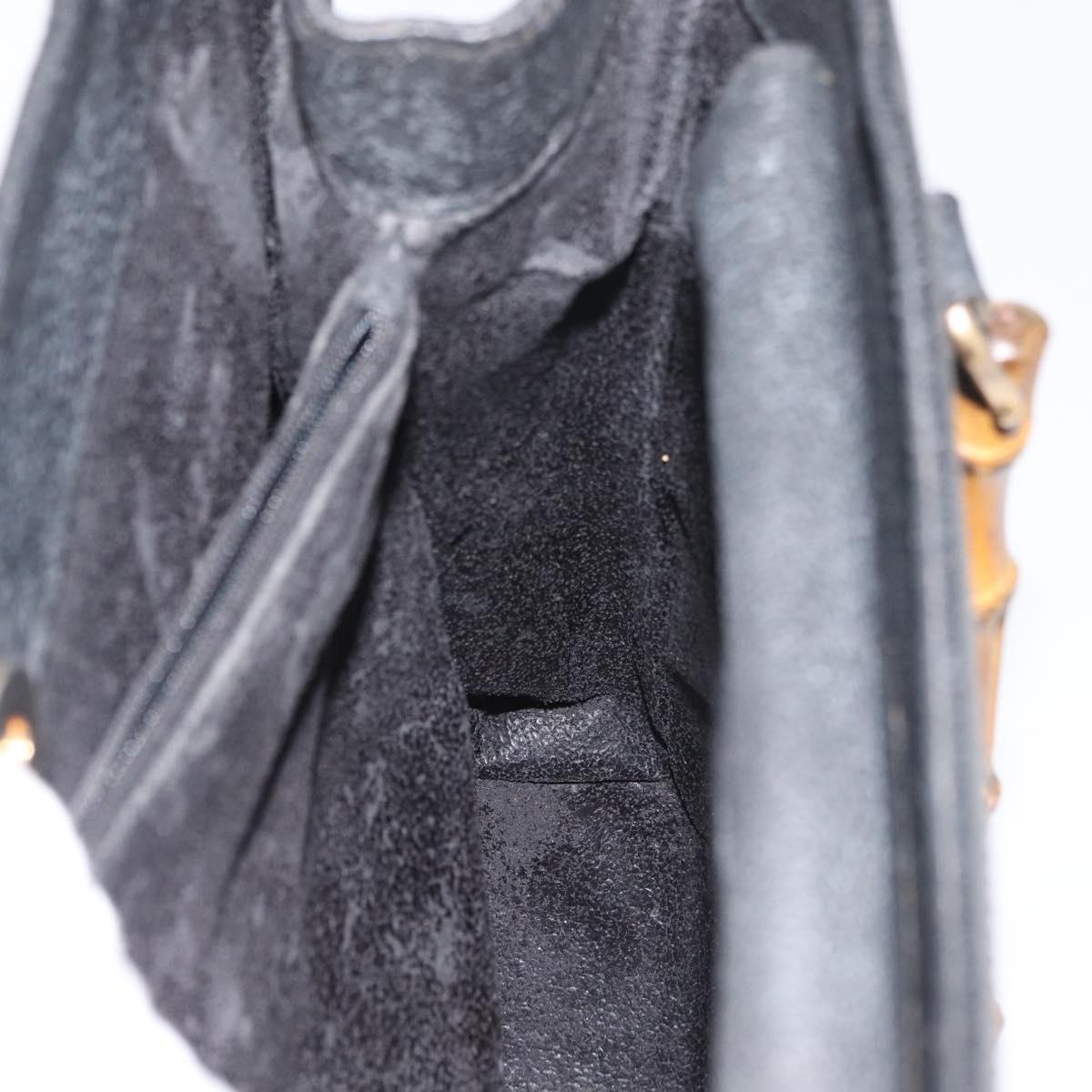 GUCCI Bamboo Tote Bag Suede Black Gold 002 2865 0260 Auth 180218