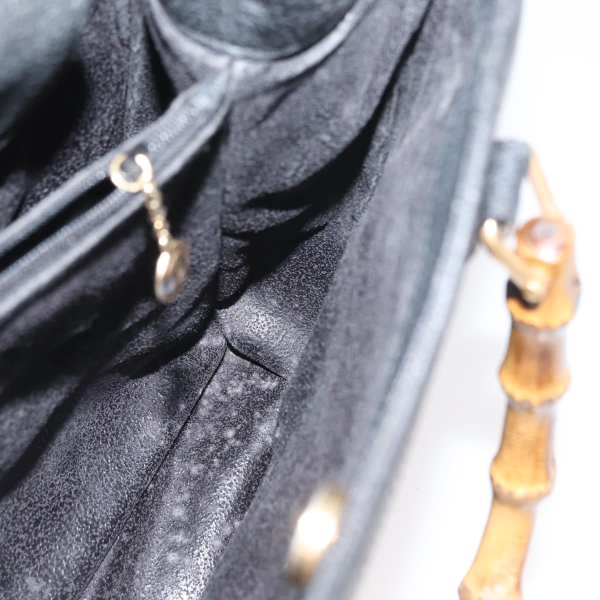 GUCCI Bamboo Tote Bag Suede Black Gold 002 2865 0260 Auth 180218