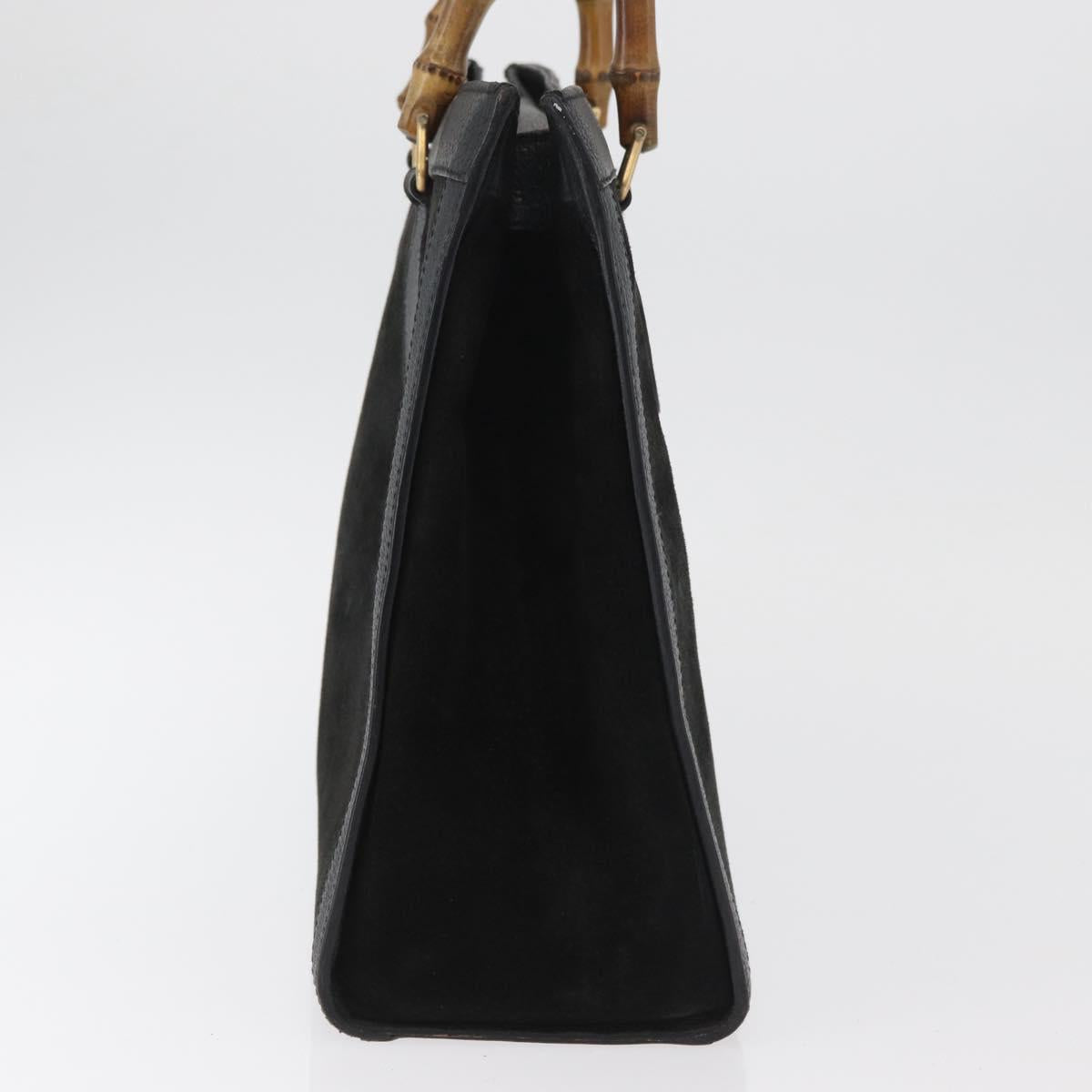 GUCCI Bamboo Tote Bag Suede Black Gold 002 2865 0260 Auth 180218