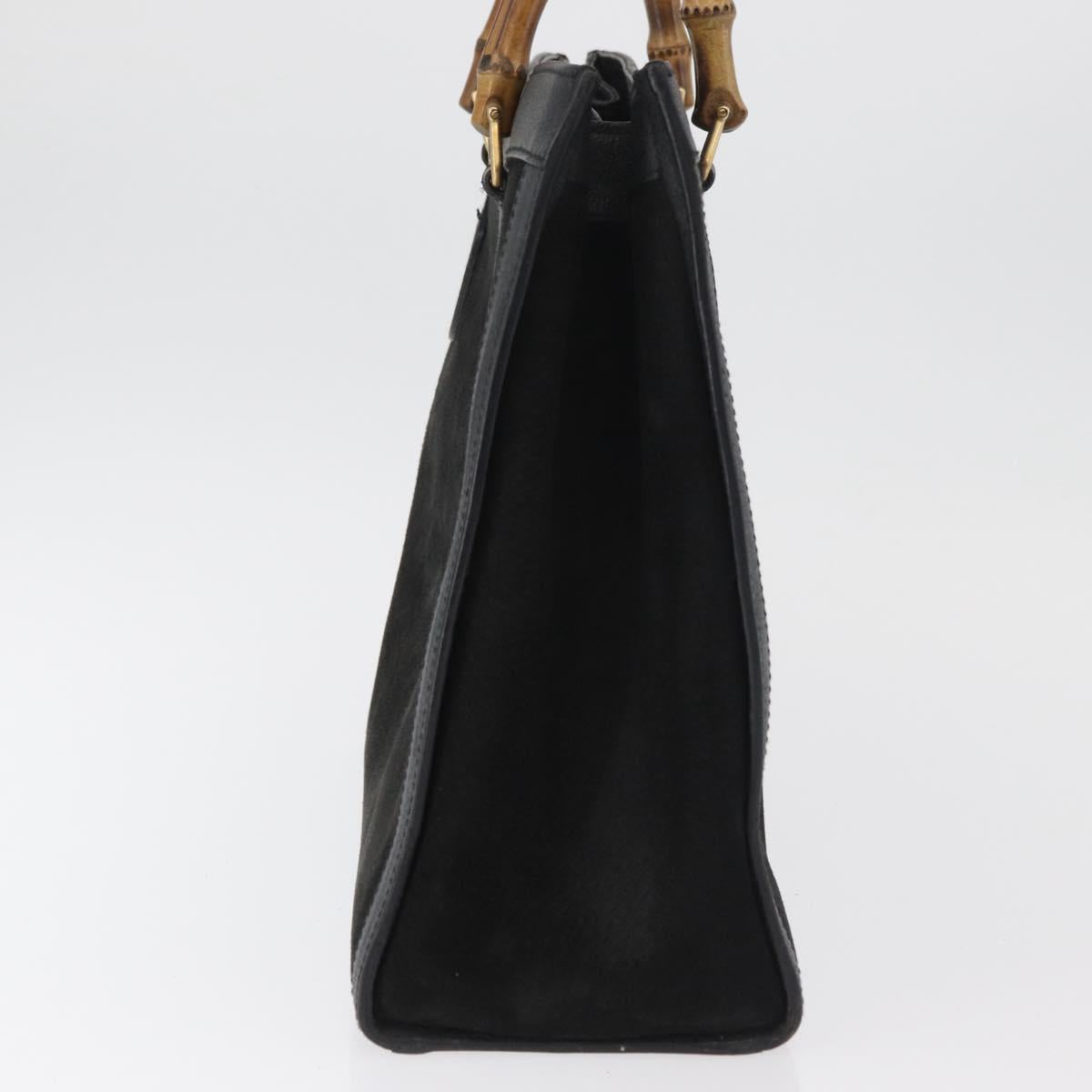 GUCCI Bamboo Tote Bag Suede Black Gold 002 2865 0260 Auth 180218