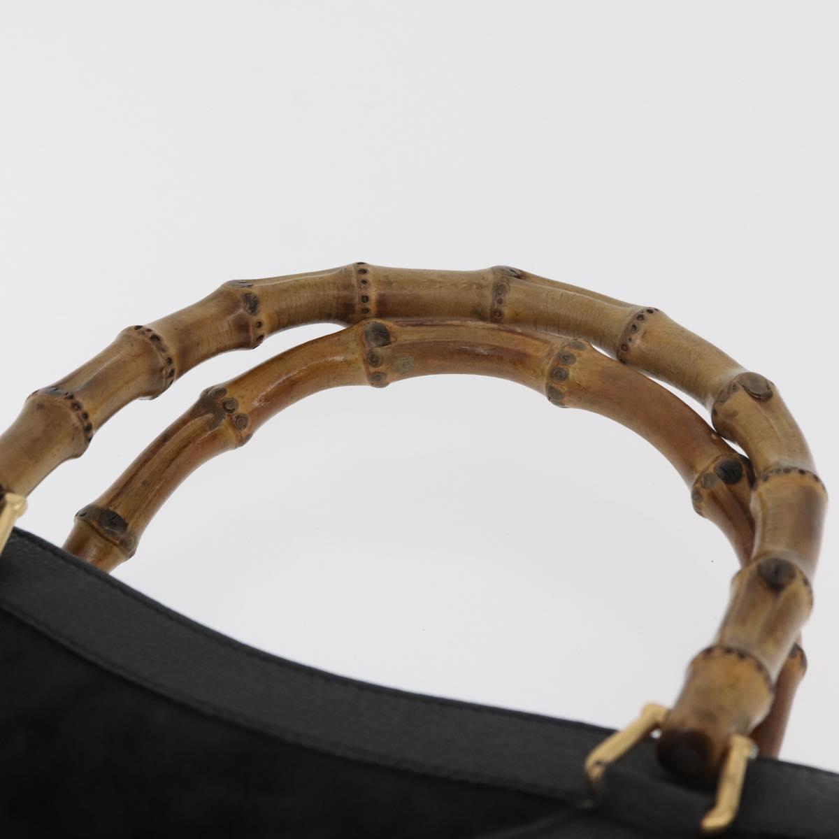 GUCCI Bamboo Tote Bag Suede Black Gold 002 2865 0260 Auth 180218