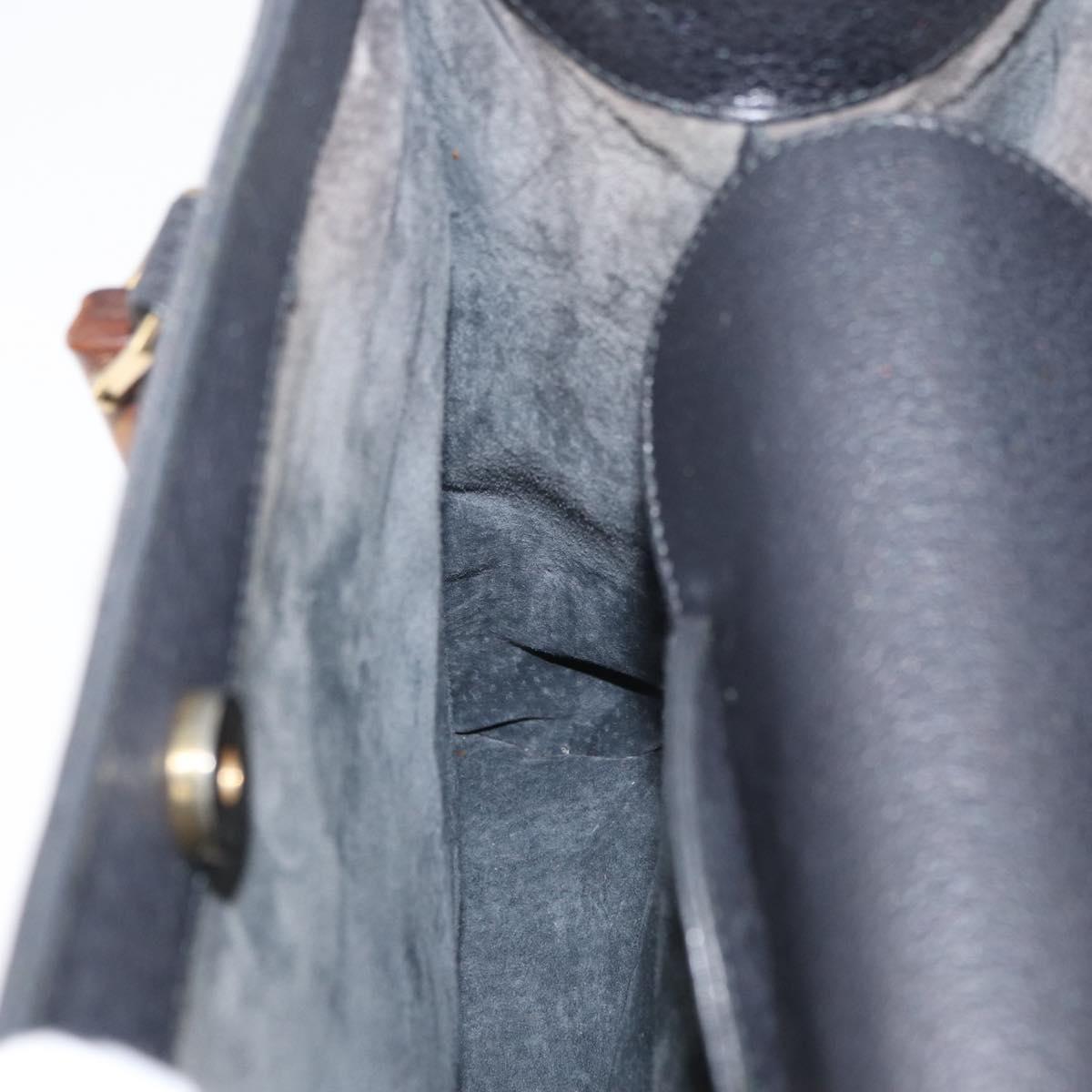 GUCCI Bamboo Tote Bag Leather Black Gold 002 0260 Auth 180220