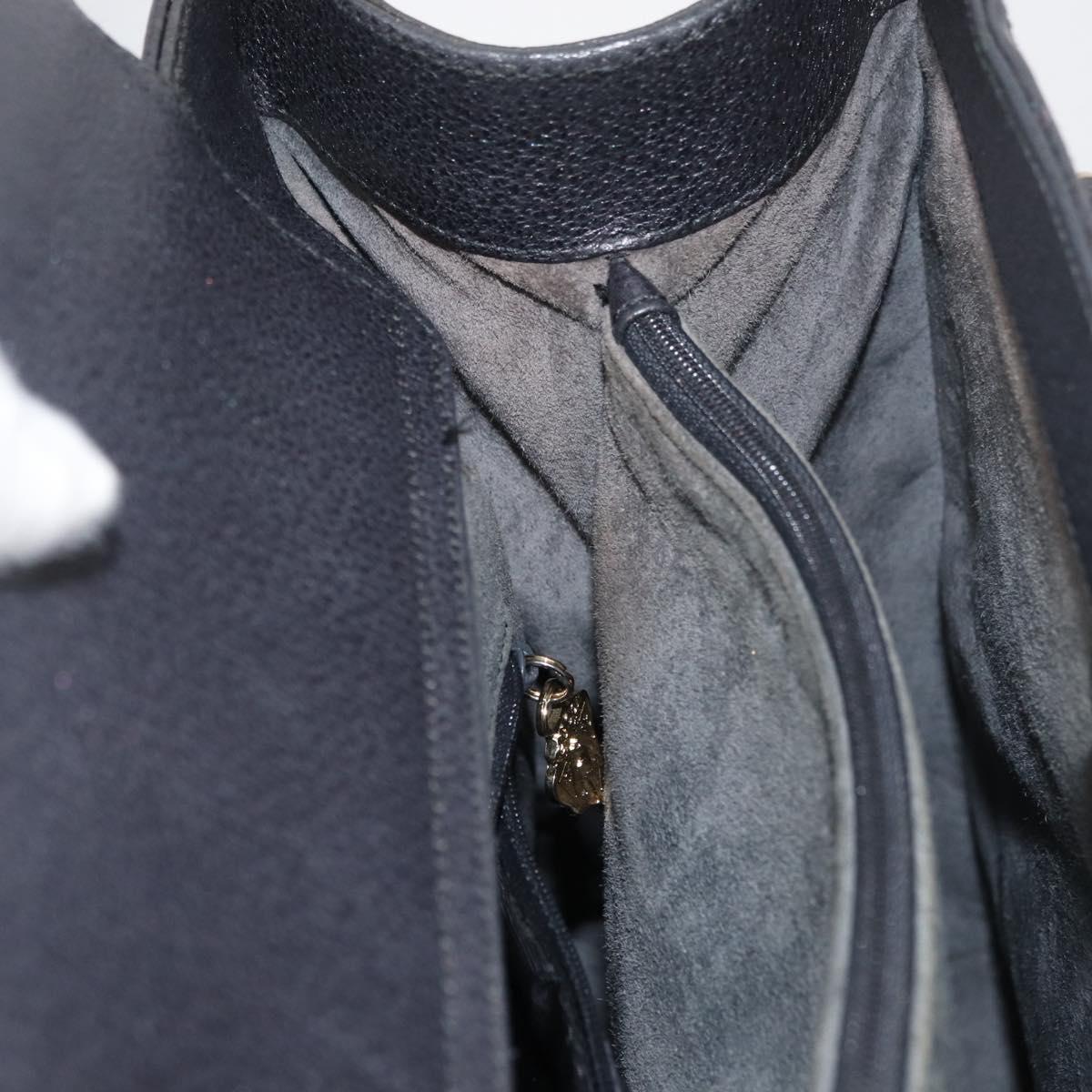 GUCCI Bamboo Tote Bag Leather Black Gold 002 0260 Auth 180220