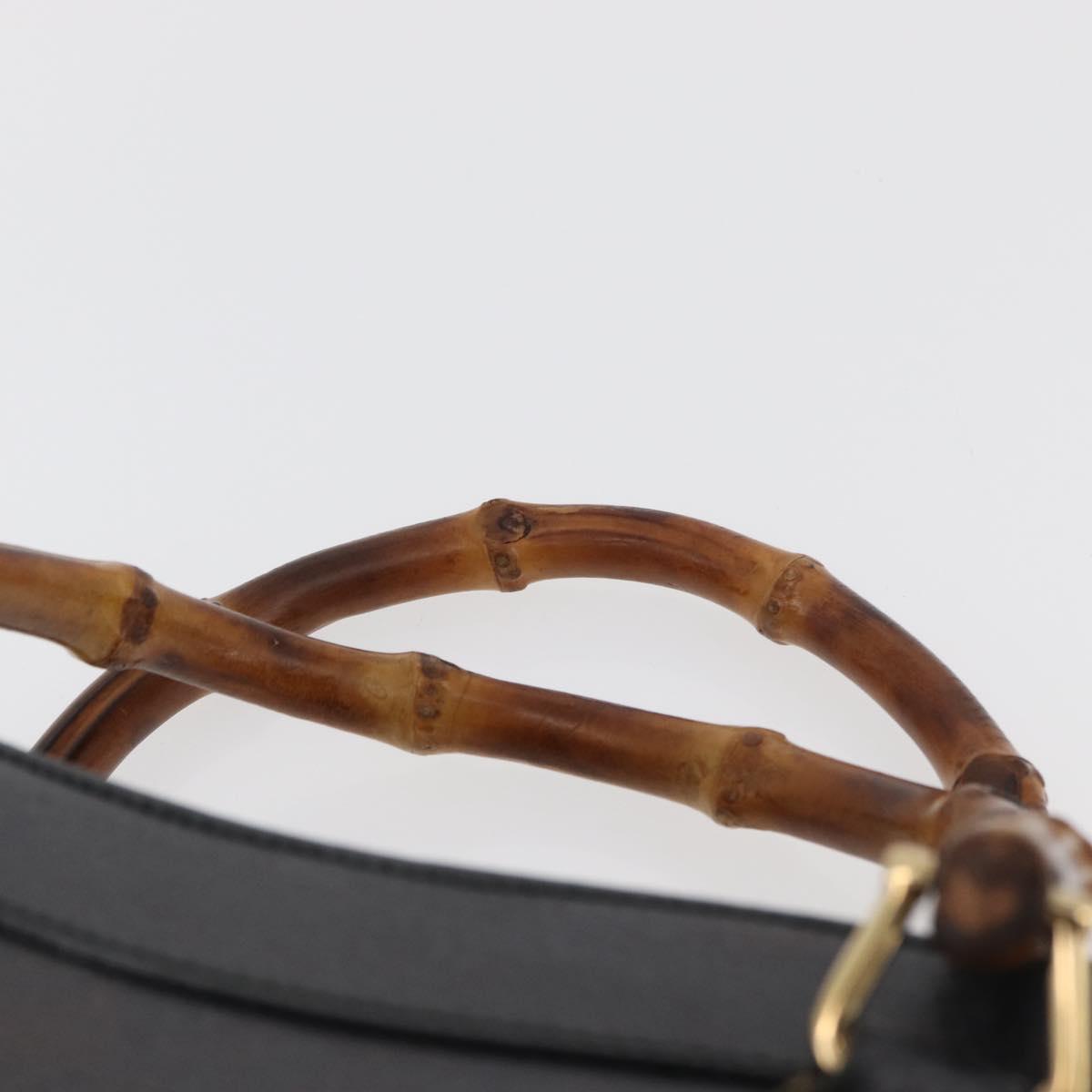 GUCCI Bamboo Tote Bag Leather Black Gold 002 0260 Auth 180220