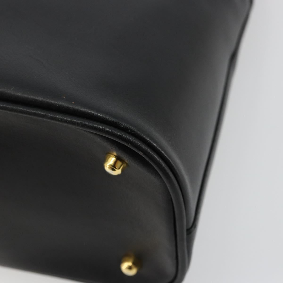 GUCCI Bamboo Hand Bag Leather Black Gold 000 2214 0289 Auth 180221
