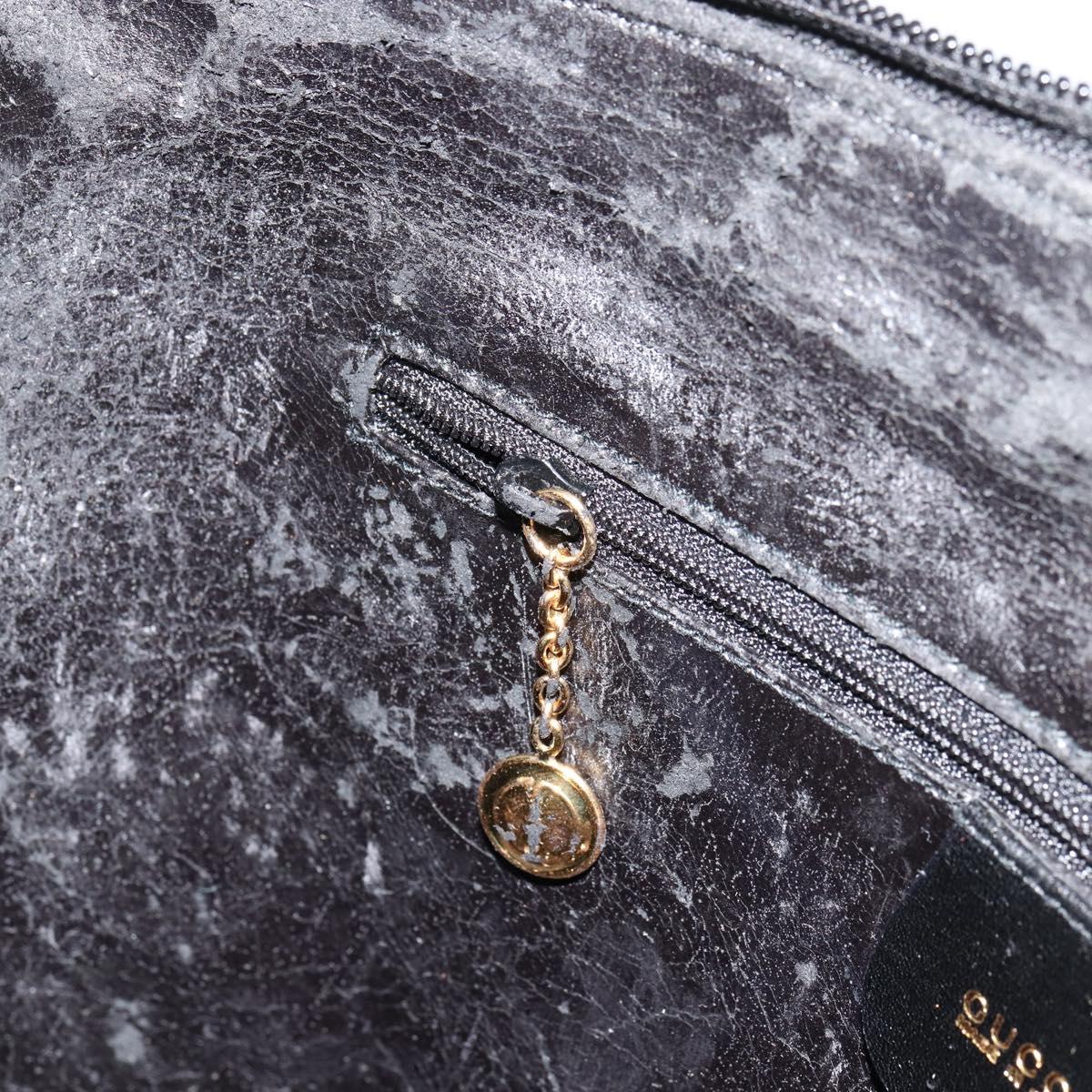 GUCCI Bamboo Hand Bag Leather Black Gold 000 2214 0289 Auth 180221