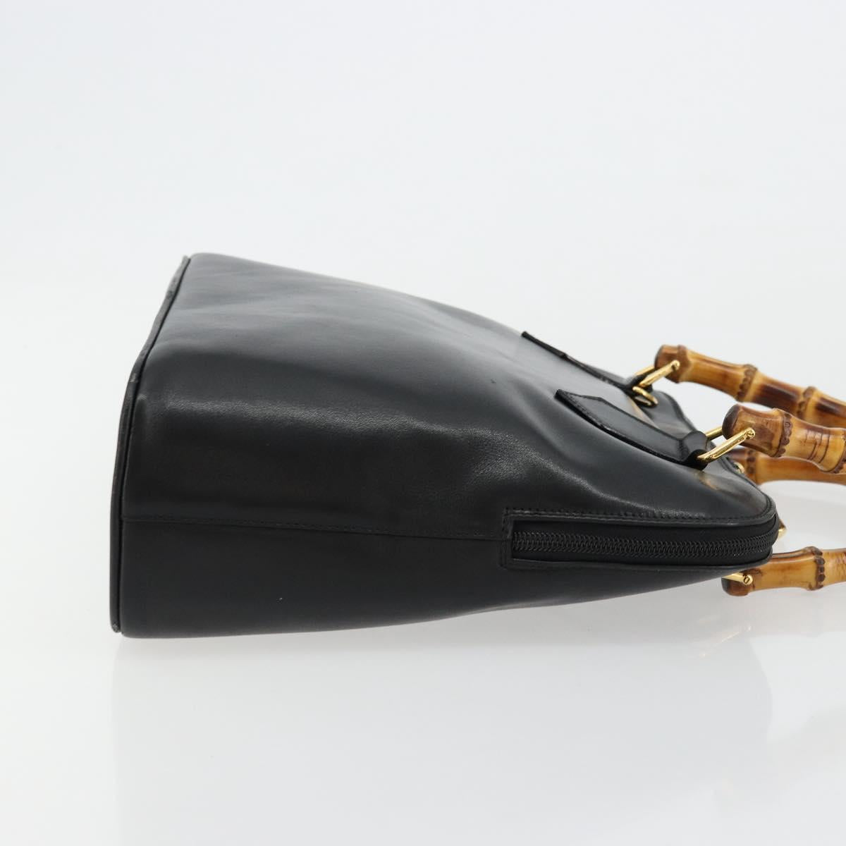 GUCCI Bamboo Hand Bag Leather Black Gold 000 2214 0289 Auth 180221