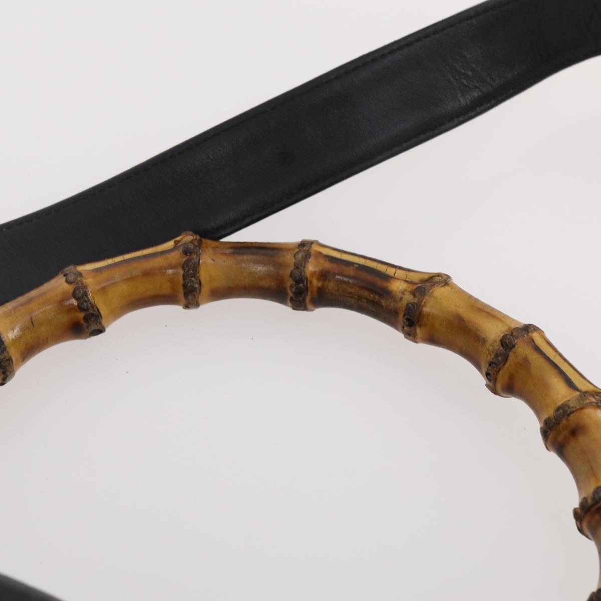 GUCCI Bamboo Shoulder Bag Leather 2way Black Gold 001 2852 1577 0 Auth 180222