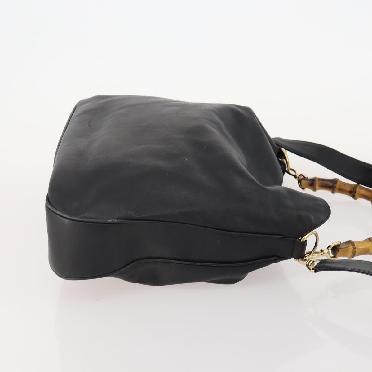 GUCCI Bamboo Shoulder Bag Leather 2way Black Gold 001 2852 1577 0 Auth 180222