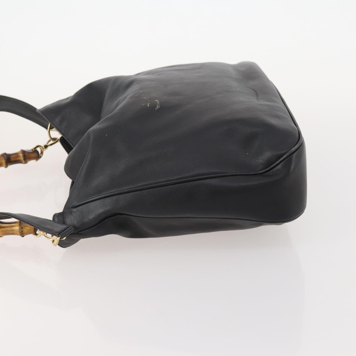 GUCCI Bamboo Shoulder Bag Leather 2way Black Gold 001 2852 1577 0 Auth 180222