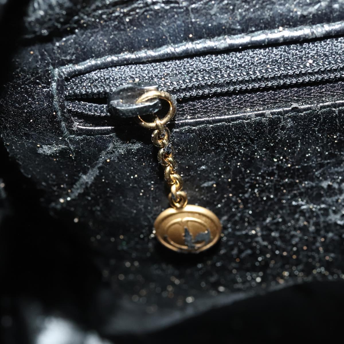 GUCCI Bamboo Shoulder Bag Suede 2way Black Gold 001 2404 1638 0 Auth 180224