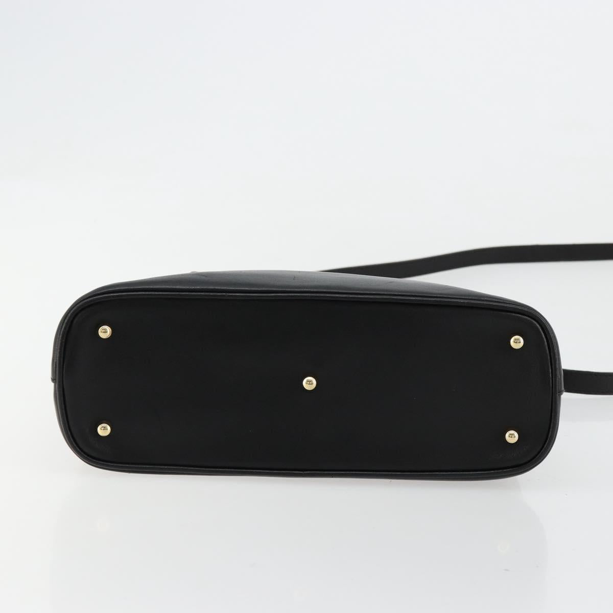 GUCCI Bamboo Hand Bag Leather 2way Black Gold 000 2122 0290 Auth 180225