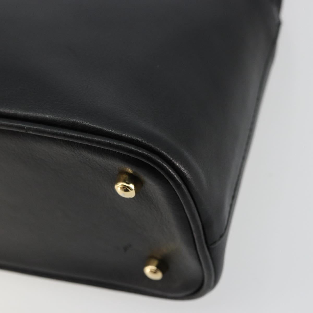 GUCCI Bamboo Hand Bag Leather 2way Black Gold 000 2122 0290 Auth 180225