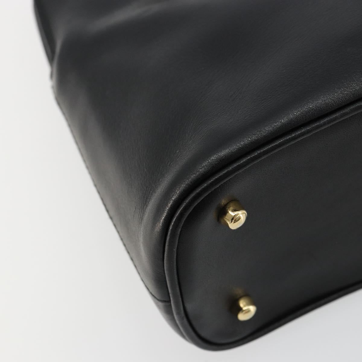 GUCCI Bamboo Hand Bag Leather 2way Black Gold 000 2122 0290 Auth 180225