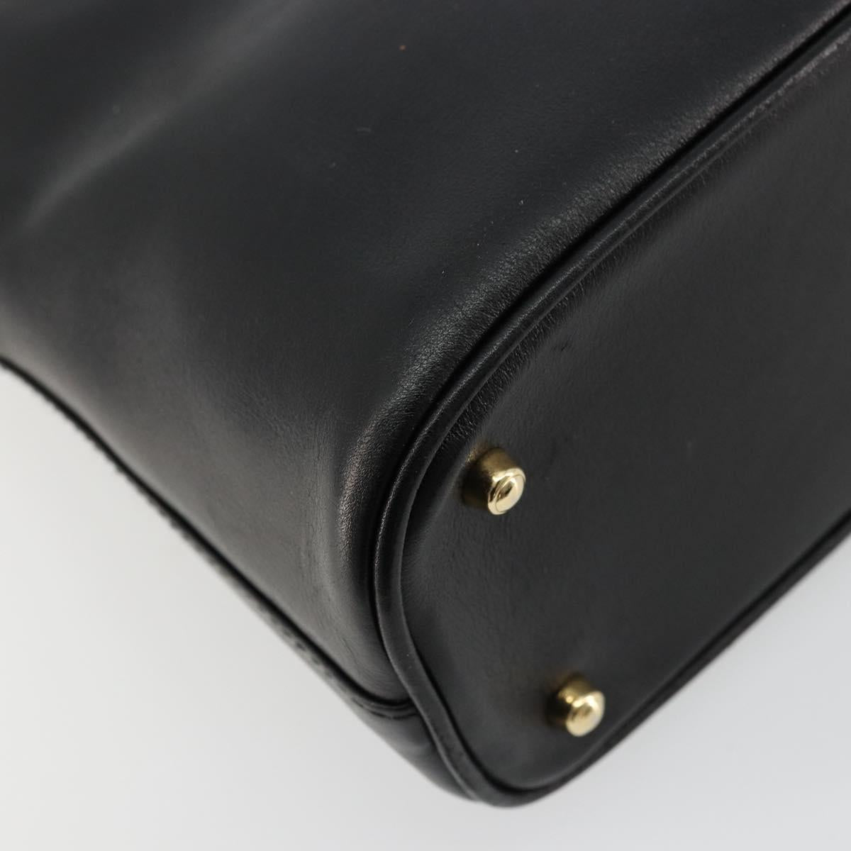 GUCCI Bamboo Hand Bag Leather 2way Black Gold 000 2122 0290 Auth 180225