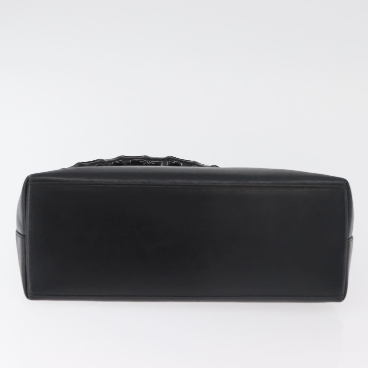 GUCCI Bamboo Shoulder Bag Leather Black Silver Auth 180226
