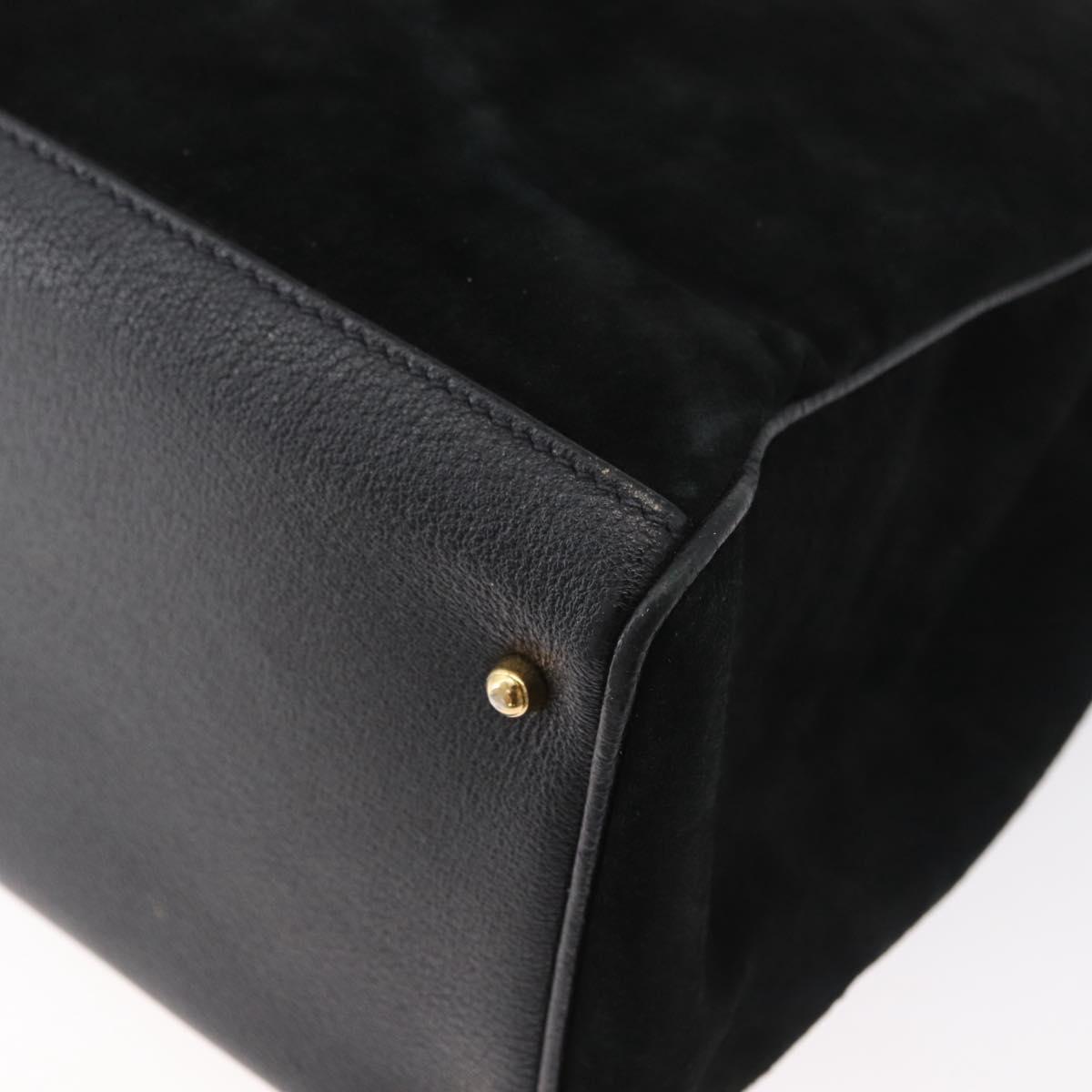 GUCCI Bamboo Tote Bag Suede 2way Black Gold 002 123 0322 Auth 180227