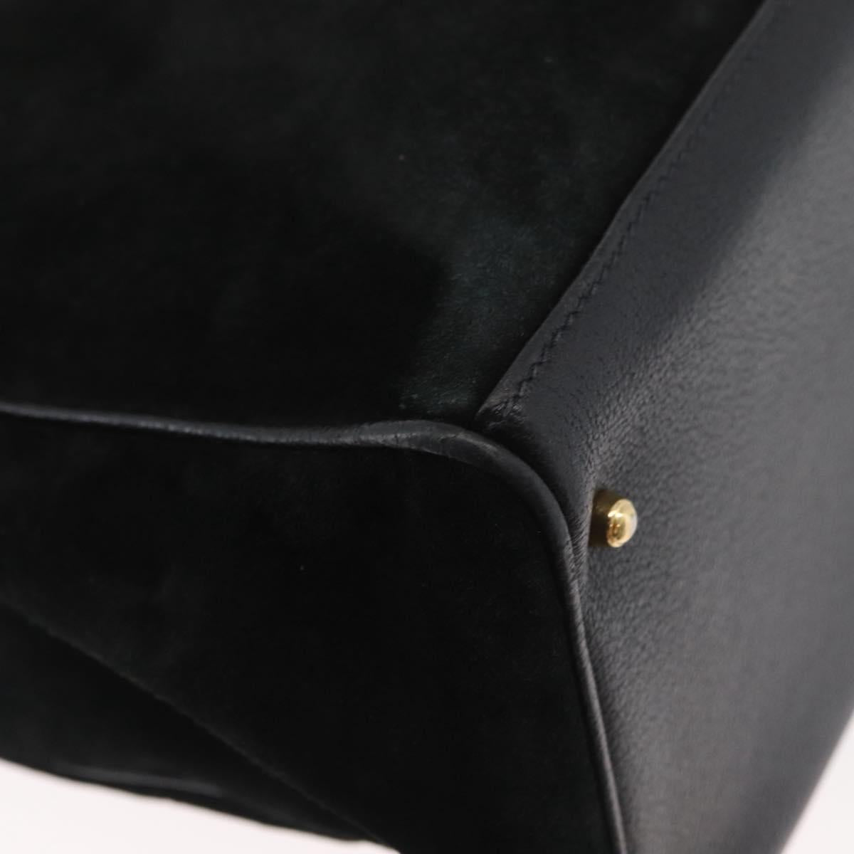 GUCCI Bamboo Tote Bag Suede 2way Black Gold 002 123 0322 Auth 180227