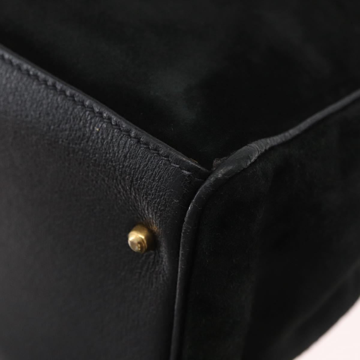 GUCCI Bamboo Tote Bag Suede 2way Black Gold 002 123 0322 Auth 180227
