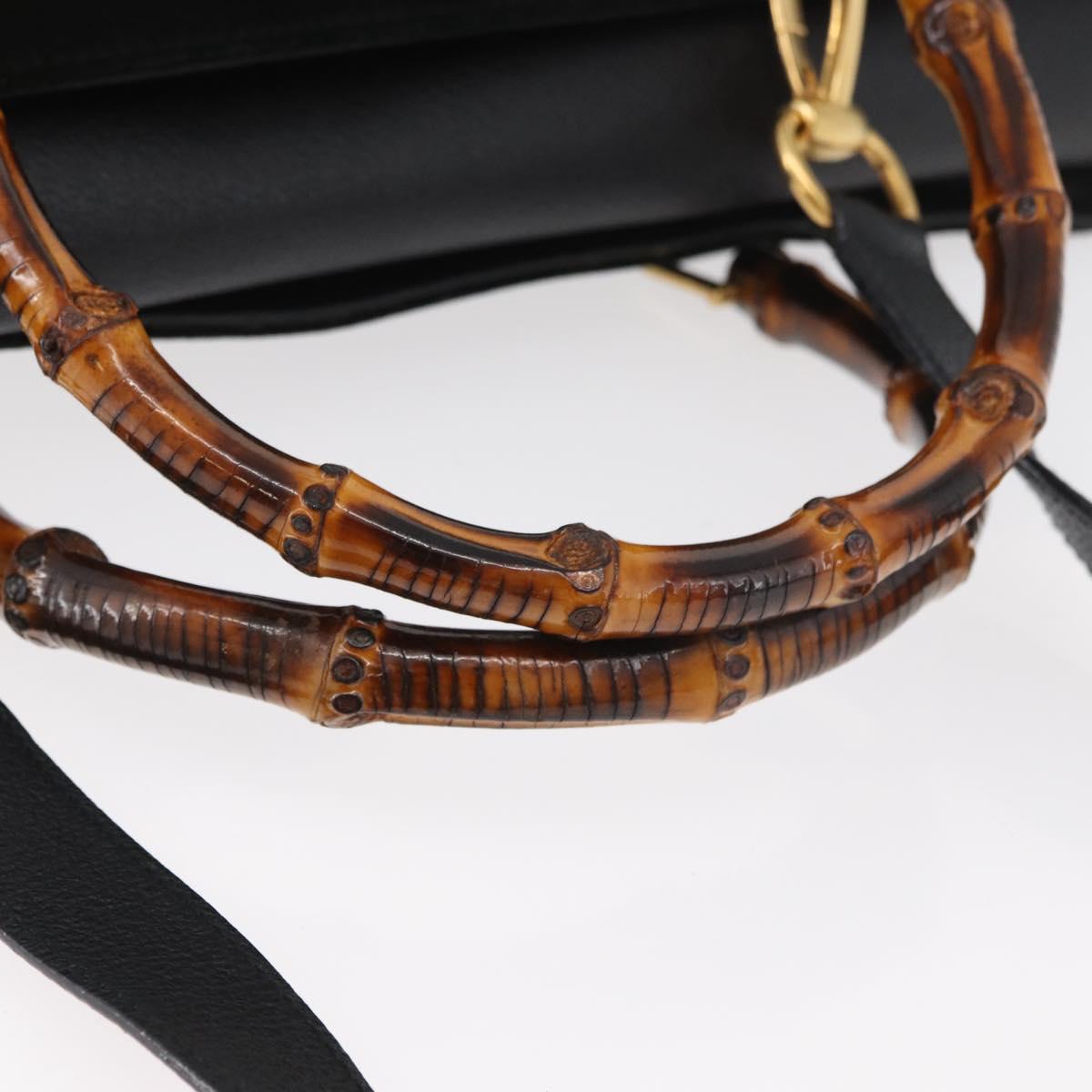 GUCCI Bamboo Tote Bag Suede 2way Black Gold 002 123 0322 Auth 180227