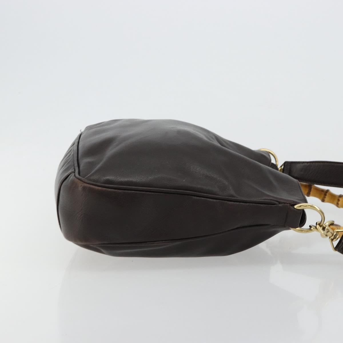 GUCCI Bamboo Shoulder Bag Leather 2way Brown Gold 001 1638 Auth 180228