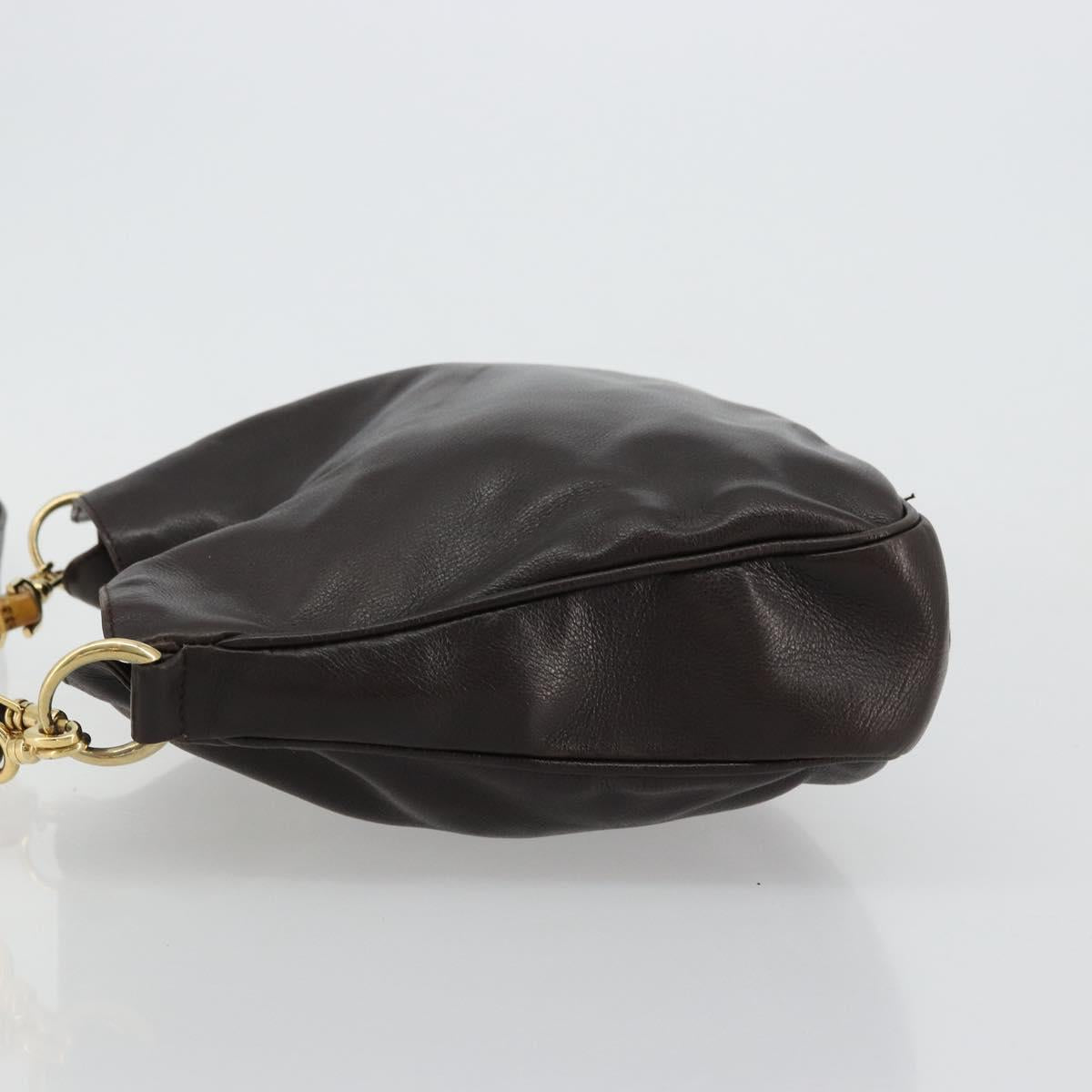 GUCCI Bamboo Shoulder Bag Leather 2way Brown Gold 001 1638 Auth 180228