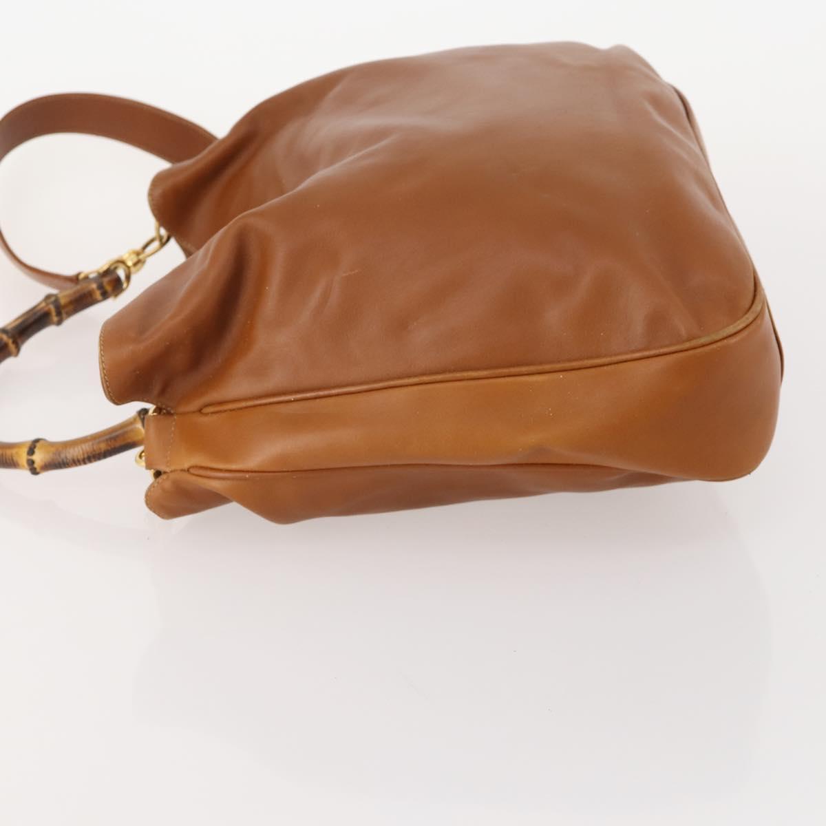 GUCCI Bamboo Shoulder Bag Leather 2way Brown Gold 001 1577 2615 Auth 180229