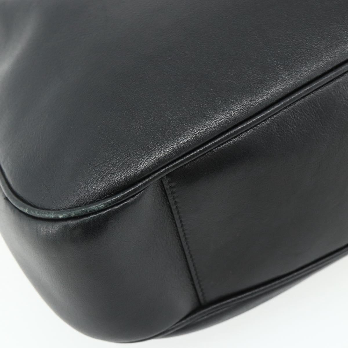 GUCCI Bamboo Shoulder Bag Leather 2way Black Gold 001 1577 Auth 180230