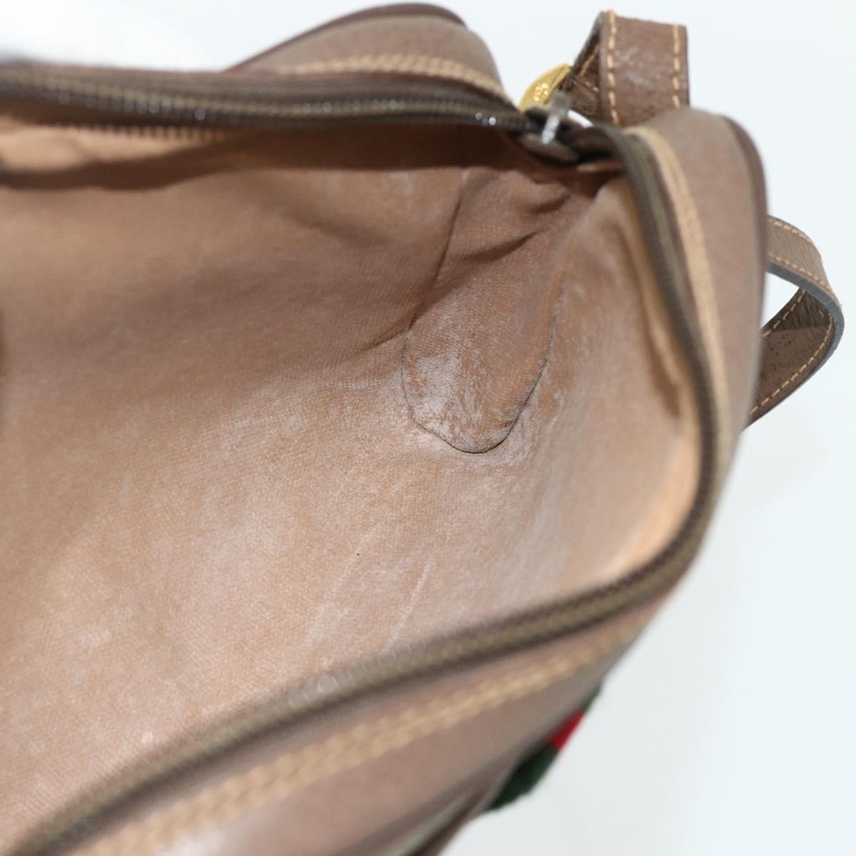 GUCCI GG Supreme Web Sherry Line Bag PVC Beige Gold 001 58 6594 Auth 180231