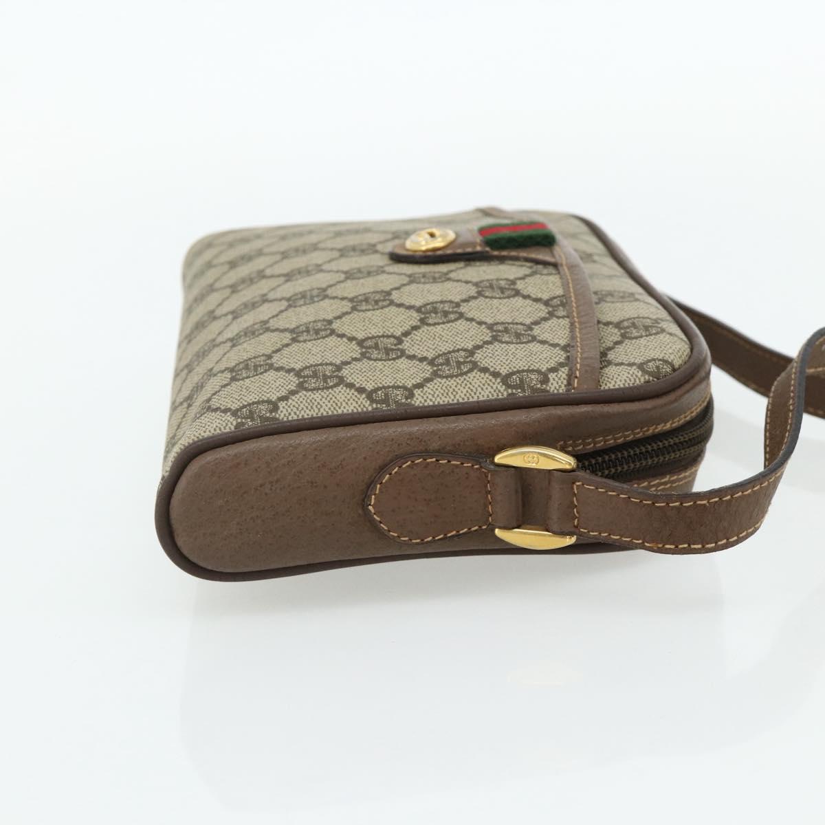 GUCCI GG Supreme Web Sherry Line Bag PVC Beige Gold 001 58 6594 Auth 180231