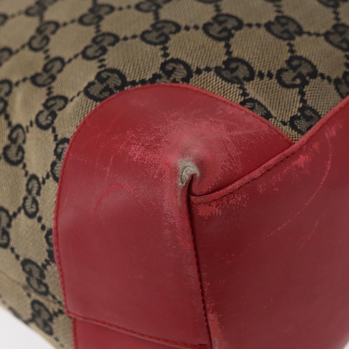 GUCCI GG Canvas Hand Bag Beige Red 002 1121 1669 Auth 180232