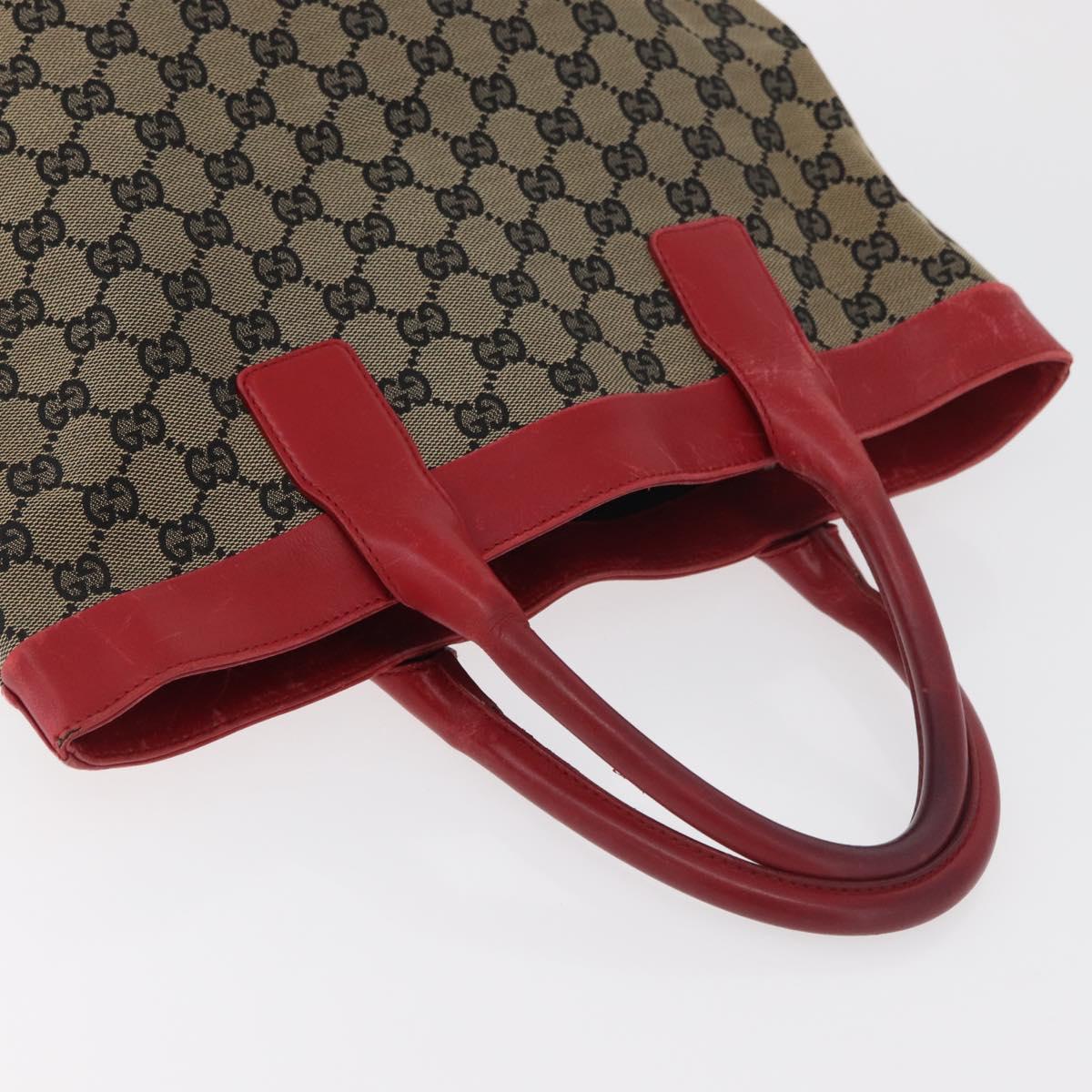 GUCCI GG Canvas Hand Bag Beige Red 002 1121 1669 Auth 180232