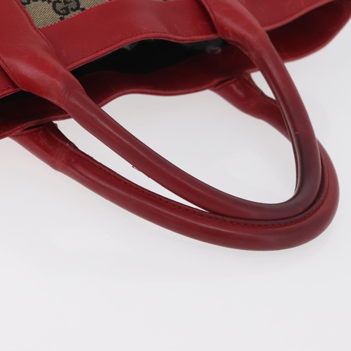 GUCCI GG Canvas Hand Bag Beige Red 002 1121 1669 Auth 180232