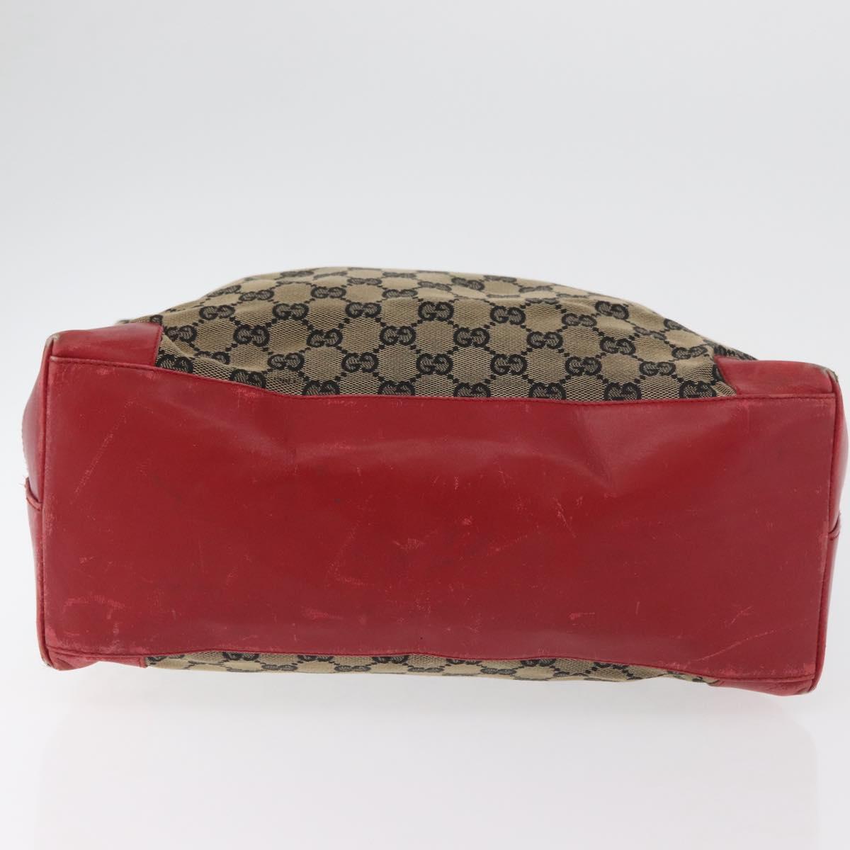 GUCCI GG Canvas Hand Bag Beige Red 002 1121 1669 Auth 180232
