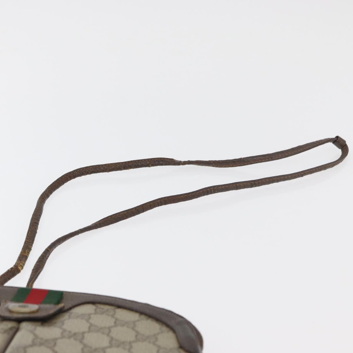 GUCCI GG Supreme Web Sherry Line Bag PVC Beige Gold 904 02 047 Auth 180234