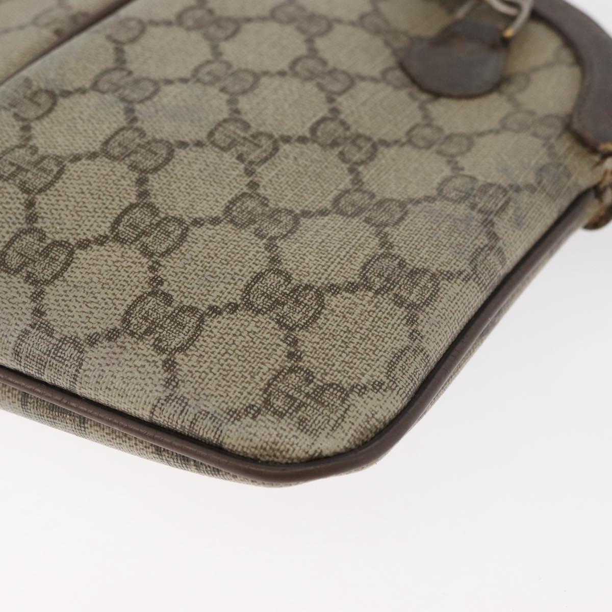 GUCCI GG Supreme Web Sherry Line Bag PVC Beige Gold 904 02 047 Auth 180234