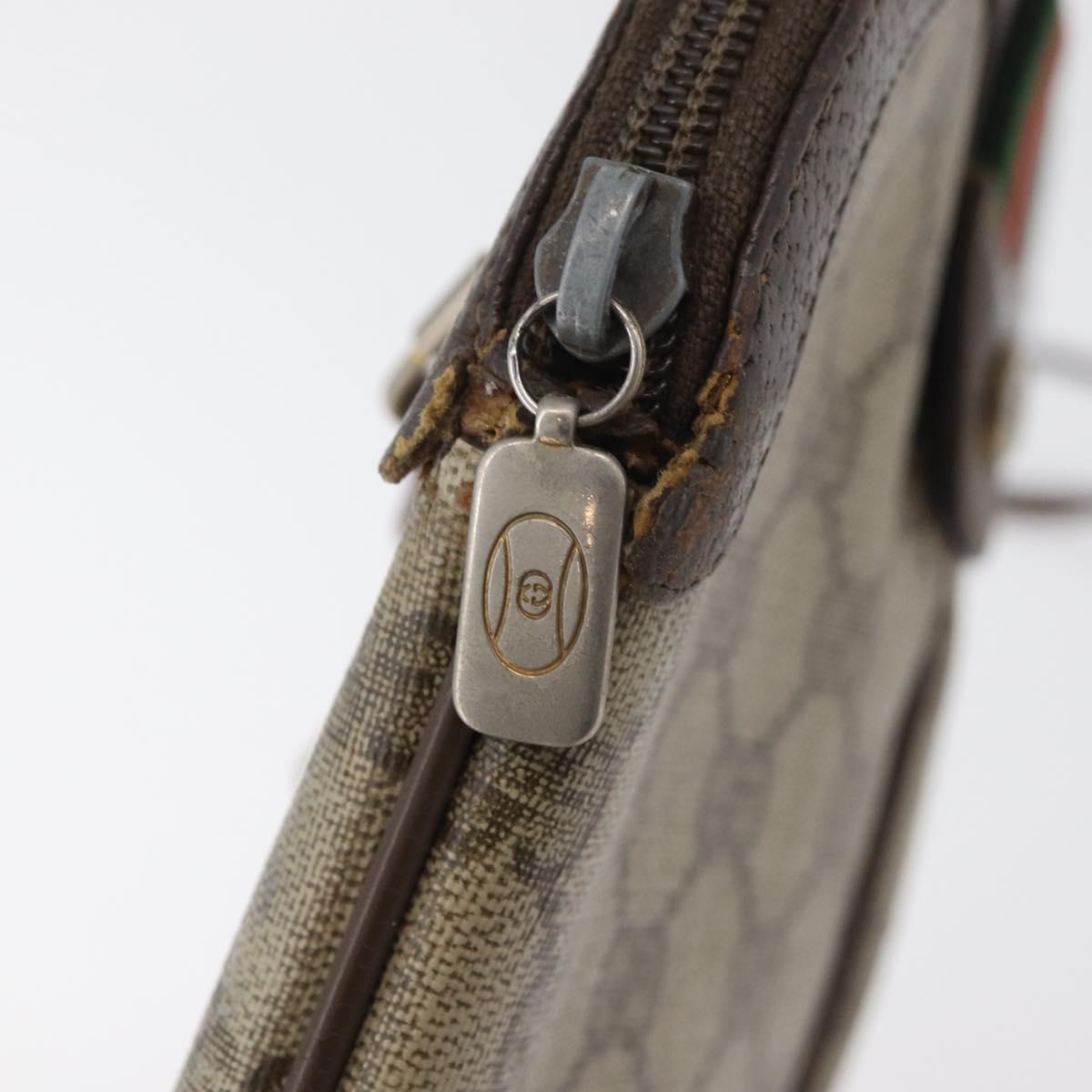 GUCCI GG Supreme Web Sherry Line Bag PVC Beige Gold 904 02 047 Auth 180234