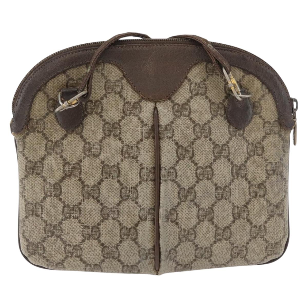 GUCCI GG Supreme Web Sherry Line Bag PVC Beige Gold 904 02 047 Auth 180234