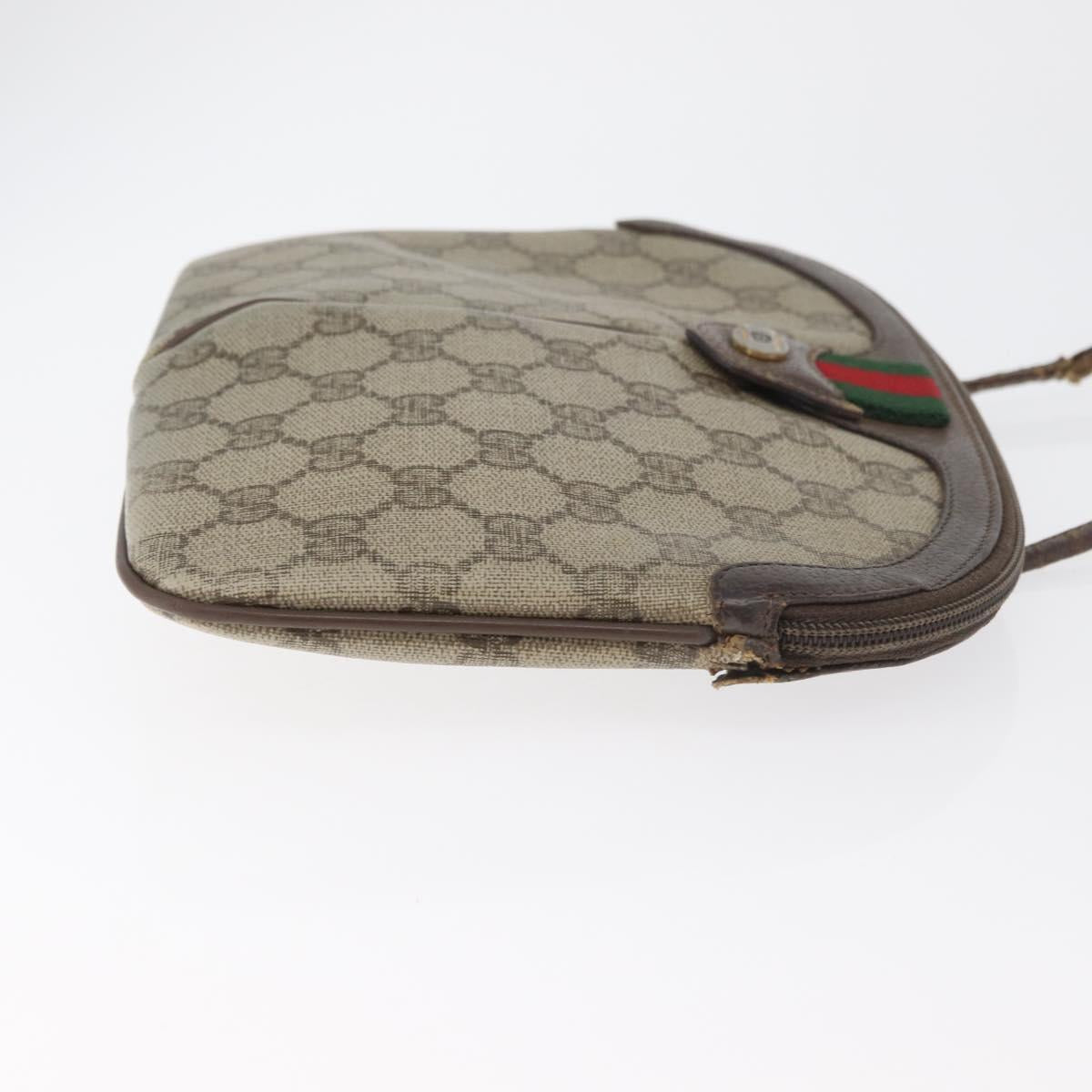 GUCCI GG Supreme Web Sherry Line Bag PVC Beige Gold 904 02 047 Auth 180234