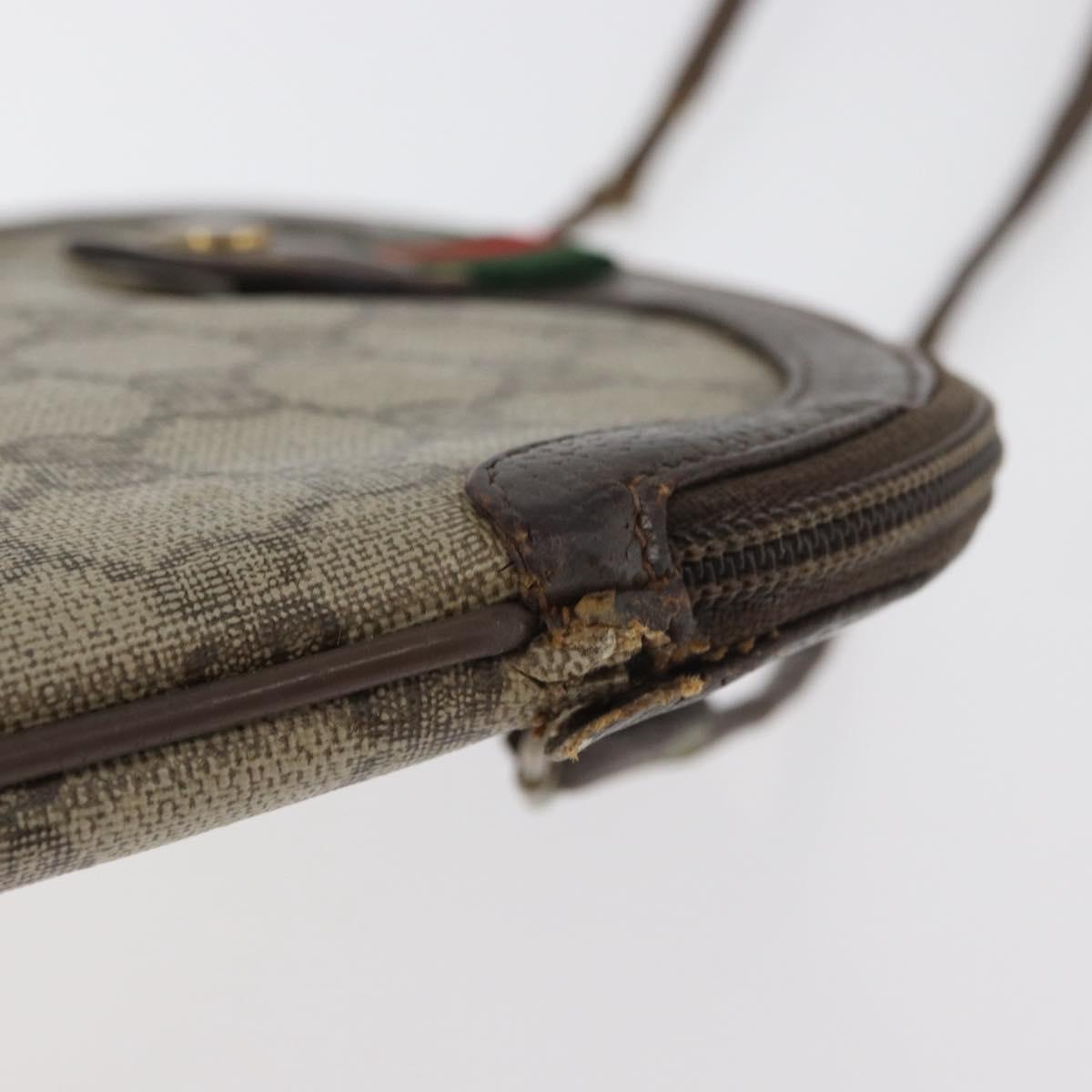 GUCCI GG Supreme Web Sherry Line Bag PVC Beige Gold 904 02 047 Auth 180234