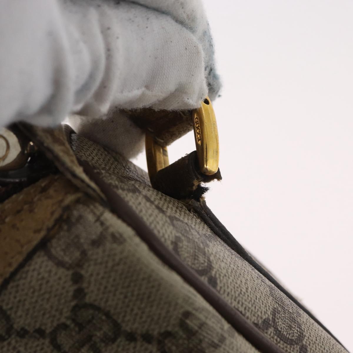 GUCCI GG Supreme Web Sherry Line Bag PVC Beige Gold 89 02 018 Auth 180235