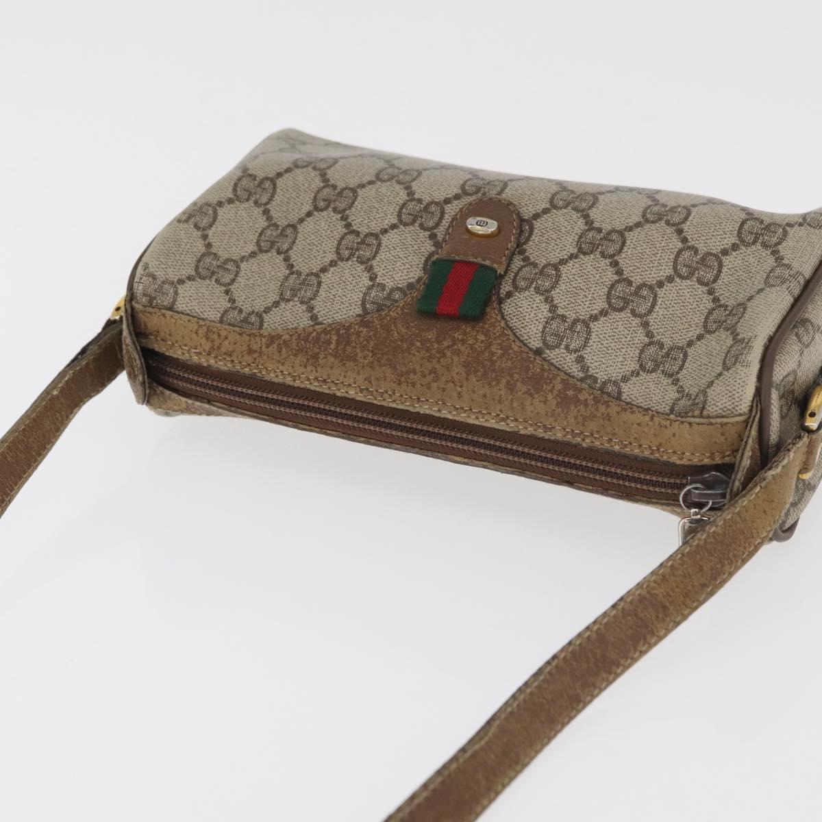 GUCCI GG Supreme Web Sherry Line Bag PVC Beige Gold 89 02 018 Auth 180235
