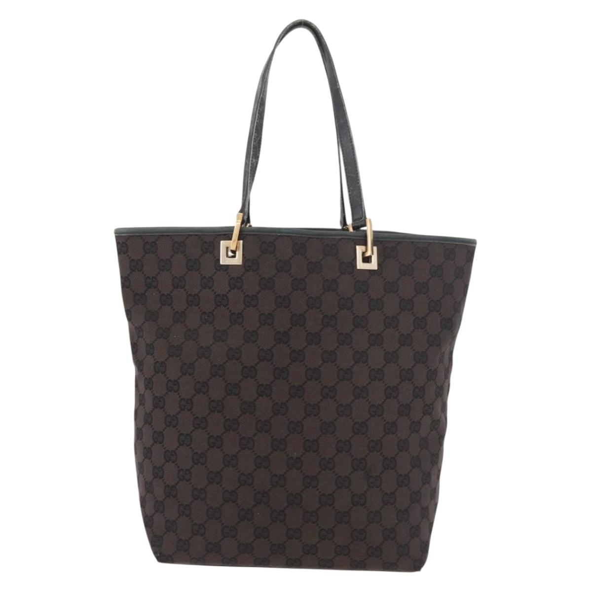 GUCCI GG Canvas Tote Bag Brown Gold 002 1098 Auth 180236