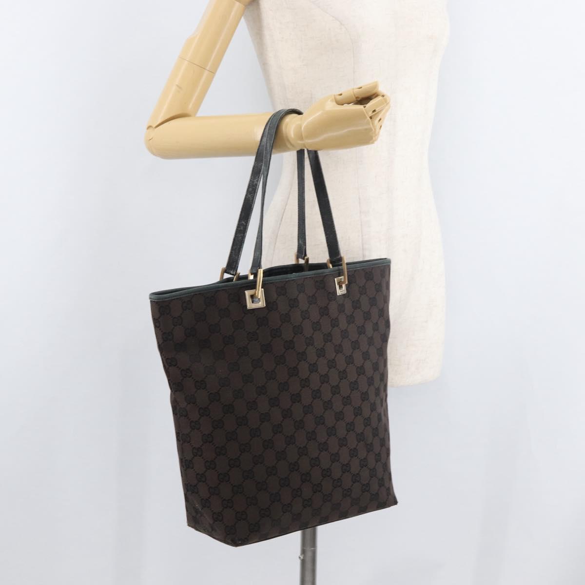 GUCCI GG Canvas Tote Bag Brown Gold 002 1098 Auth 180236