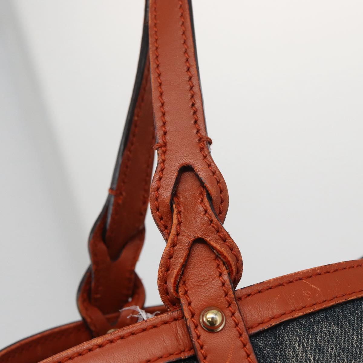 GUCCI Tote Bag Denim Blue Gold 348715 Auth 180237